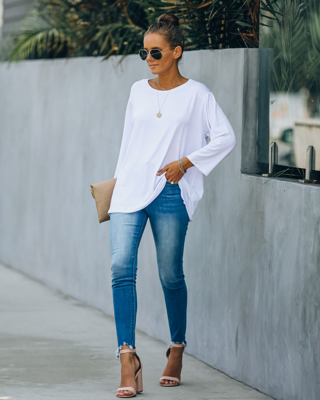 Logan 3/4 Sleeve Tee - White Ins Street