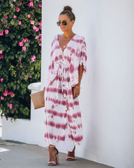 Estancia Adjustable Tie Dye Kimono Maxi Dress Ins Street