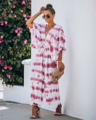 Estancia Adjustable Tie Dye Kimono Maxi Dress Ins Street