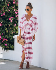 Estancia Adjustable Tie Dye Kimono Maxi Dress Ins Street