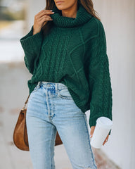 Lyla Cotton Blend Cable Knit Sweater - Hunter Green Ins Street
