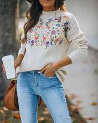 Patience Embroidered Floral Knit Sweater Ins Street