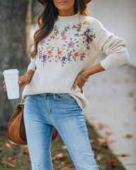 Patience Embroidered Floral Knit Sweater Ins Street