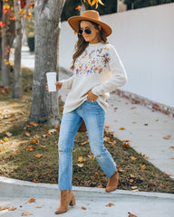 Patience Embroidered Floral Knit Sweater Ins Street