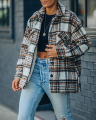 Woodwork Pocketed Sherpa Lined Plaid Shacket Ins Street
