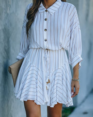Hina Striped Button Down Shirt Dress Ins Street