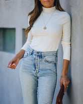 Lana Seamless Long Sleeve Mock Neck Top - Cream Ins Street