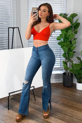 Junk In The Trunk Flare Jeans - Light Blue Wash Ins Street