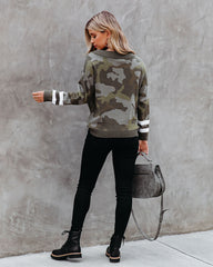 Kalista Cotton Boat Neck Camo Sweater - Olive - FINAL SALE Ins Street