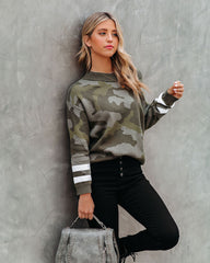 Kalista Cotton Boat Neck Camo Sweater - Olive - FINAL SALE Ins Street