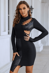 Pixie Cut Out Long Sleeve Bandage Dress Ins Street