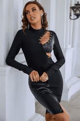 Pixie Cut Out Long Sleeve Bandage Dress Ins Street