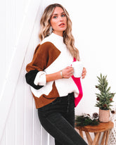 Landyn Colorblock Knit Sweater - Ivory Fuchsia Ins Street
