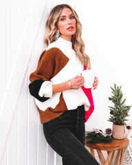 Landyn Colorblock Knit Sweater - Ivory Fuchsia Ins Street