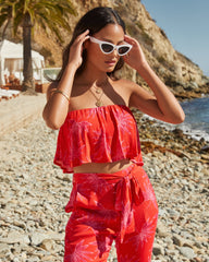 Maldives Floral Strapless Crop Top Ins Street