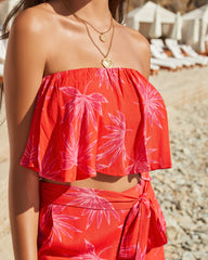 Maldives Floral Strapless Crop Top Ins Street