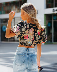 Ximena Puff Sleeve Embroidered Crop Blouse Ins Street