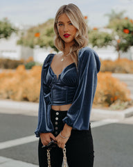 Milena Velvet Corset Crop Blouse Ins Street