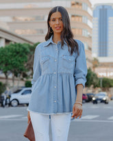 Myres Cotton Chambray Babydoll Top Ins Street