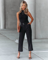 Neomi Pocketed High Rise Belted Trousers - Black Ins Street