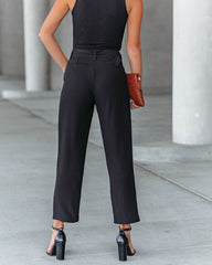 Neomi Pocketed High Rise Belted Trousers - Black Ins Street