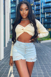 New Ideas Distressed Denim Shorts - Light Blue Wash Ins Street