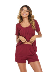 Solid Color Short Sleeve Top & Shorts Home Suit 2023-03-14 InsStreet