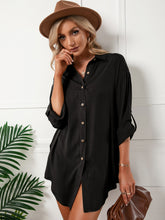Jeanette Button Down Tunic Top - Black Ins Street