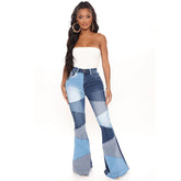 Piece It Together Patchwork Ankle Tie Jeans - Medium Blue Wash Ins Street