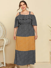 Temperament Sling Ruffled Contrast Color Loose Floral Dress 2023-03-14 InsStreet