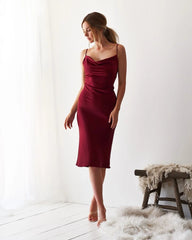 Night To Remember Satin Maxi Dress - Merlot Ins Street