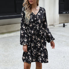 Yolo Floral Drawstring Dress Ins Street