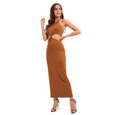 Loia Long Sleeve Ribbed Cutout Maxi Dress Ins Street