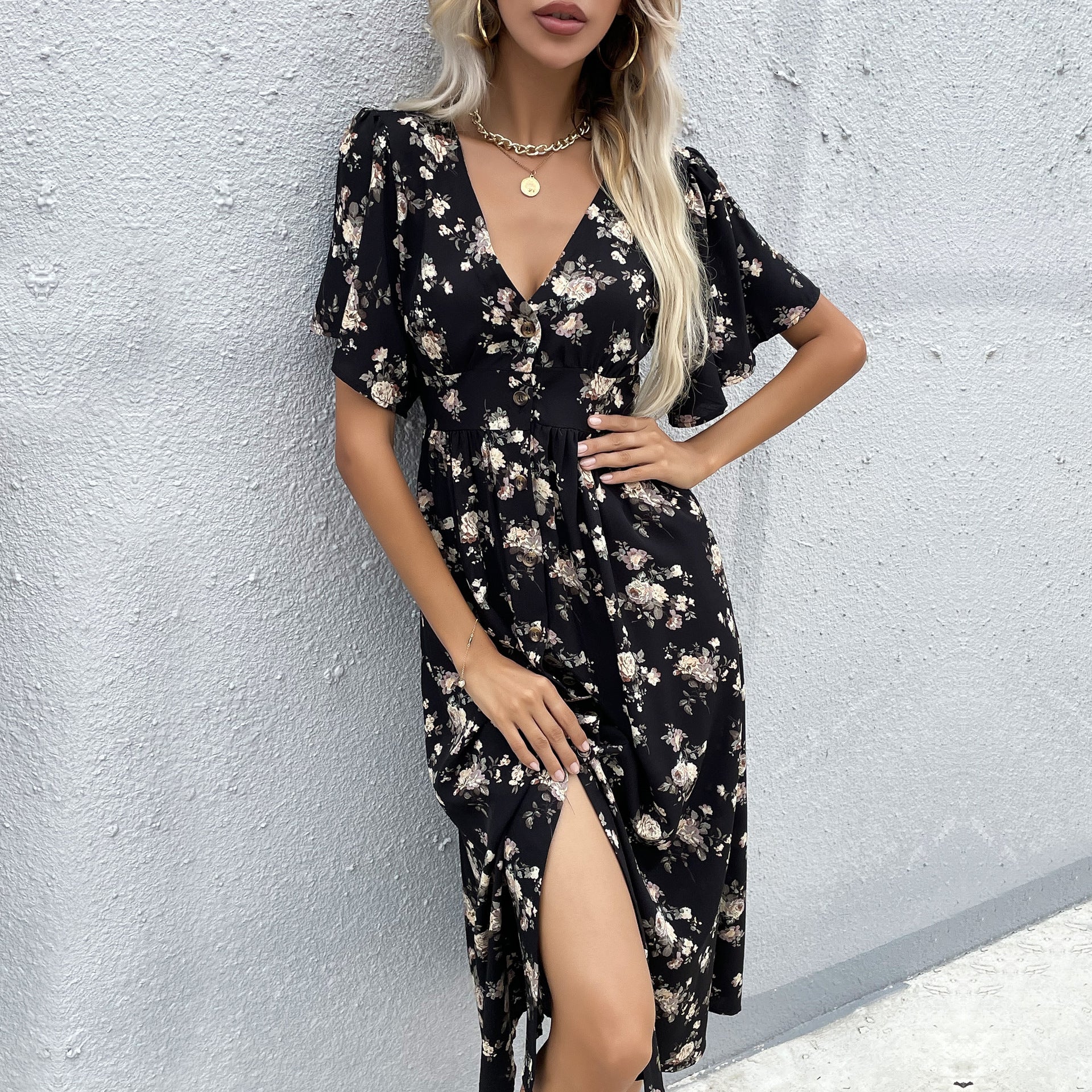 Lowena Floral Kimono Maxi Dress Ins Street