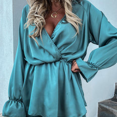 Found Love Pleated Romper - Teal Ins Street