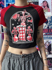 Skull Print Slim T-shirt 2023-03-14 InsStreet