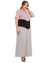 Simple Colorblock Loose Short Sleeve Dress 2023-03-14 InsStreet