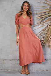 Neoma Cutout Maxi Dress - Bright Blush Ins Street
