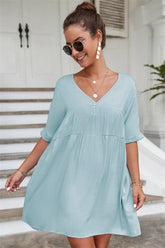 Nina Cotton Blend Pocketed Puff Sleeve Dress Ins Street