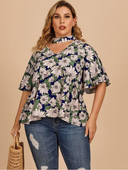 Temperament Commuter Lotus Leaf Sleeve Floral Top 2023-03-14 InsStreet