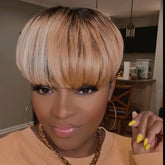 Women's short straight hair full top headgear wig Ins street