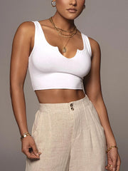 Solid Color Sling Fashion Street Shooting Casual Sleeveless Navel Slim Top 2023-03-14 InsStreet