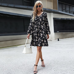 Yolo Floral Drawstring Dress Ins Street