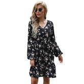 Yolo Floral Drawstring Dress Ins Street