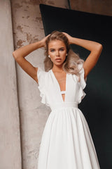 Short Sleeve Split Ankle-Length V-Neck Expansion Women's Dress Ins street
