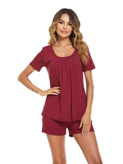 Solid Color Short Sleeve Top & Shorts Home Suit 2023-03-14 InsStreet