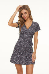 Diora Floral Ruched Mini Dress - Dark Navy Ins Street