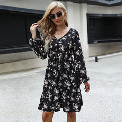 Yolo Floral Drawstring Dress Ins Street