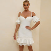 Strappy Short Sleeve Frill Mini Bandage Dress Ins Street