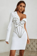 Sasha One Shoulder White Bandage Dress Ins Street